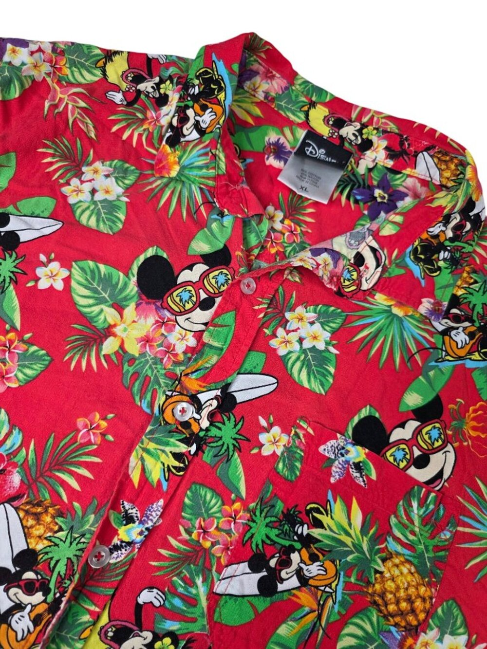 Disney Mickey Mouse Tropical Hawaiian Button-Up Shirt XL